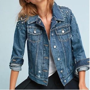NWOT Anthropologie Pilcro Pearl Denim Jacket